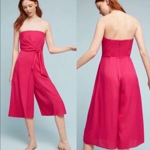 Anthropologie MAEVE Brin Wide Leg Jumpsuit Size 4 Cropped Pink Party Dressy 80s